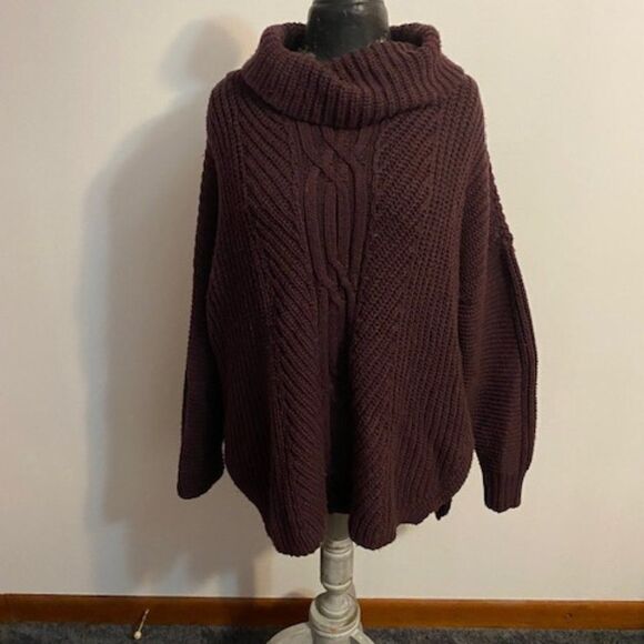 Land's End Burgundy cowl neck knit sweater, size XL/P - Picture 1 of 3